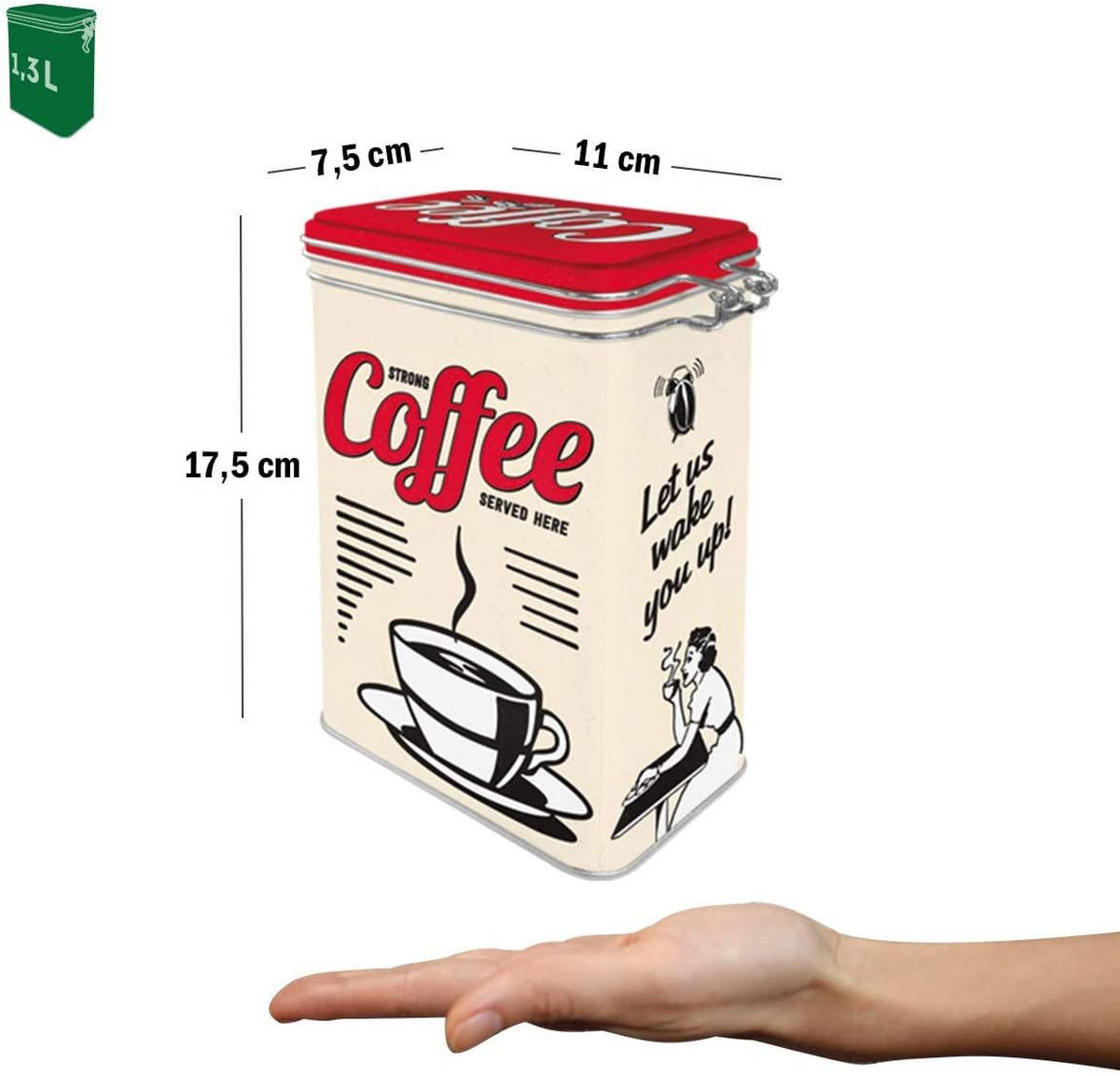 AROMADOSE USA Strong Coffee Served Here - Multicolor, Metall (11/17.5/7.5cm) - Nostalgic-Art