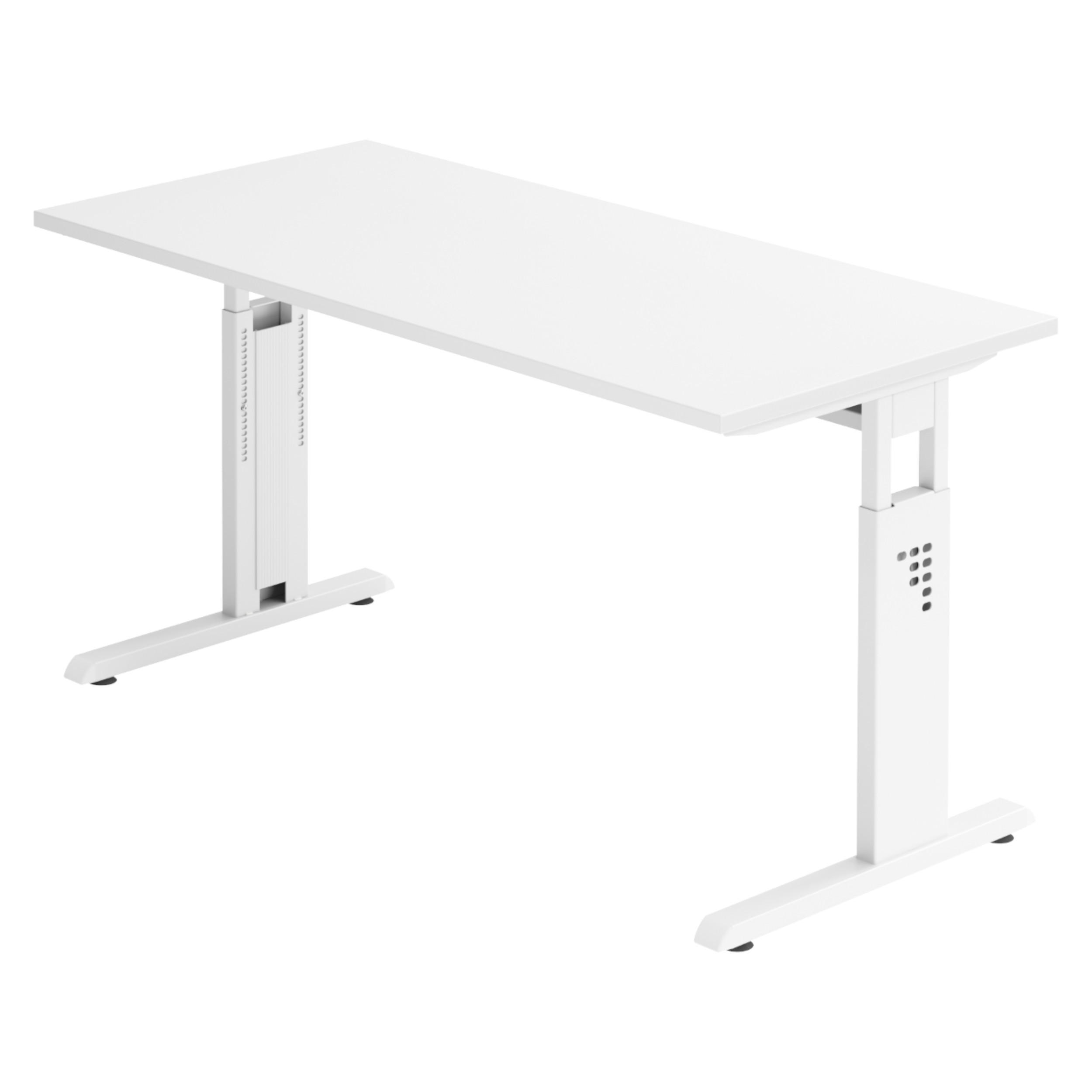 SCHREIBTISCH Serie-O (Mini) 67,2/140/74 cm in Weiß/Weiß - Weiß, Holzwerkstoff (67.2/140/74cm) - bümö