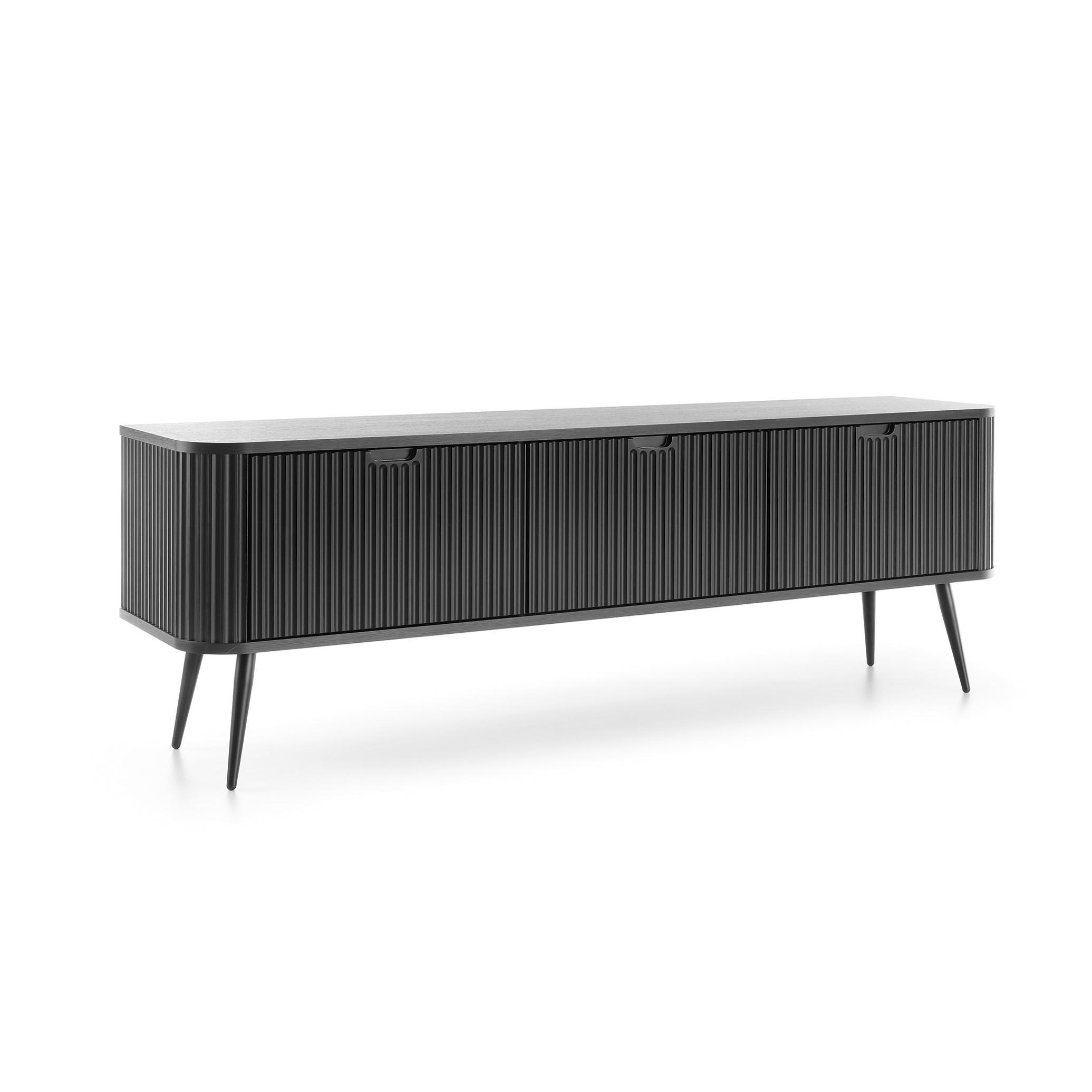 LOWBOARD ZENZERO 168x39x57 cm mit 3 Türen Schwarz - Schwarz, Holzwerkstoff (168/57/39cm) - MASSENO