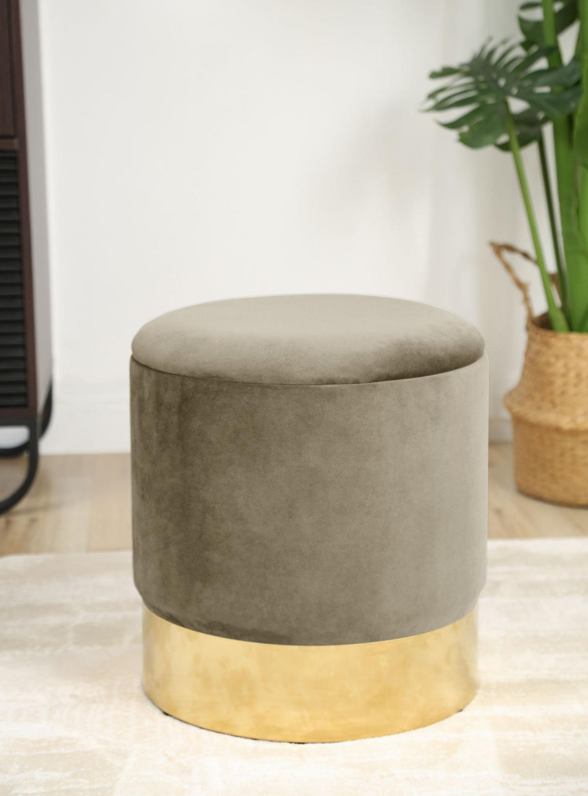 POUF Beige 39x39x40 cm - Beige/Goldfarben, Textil/Metall (39/40/39cm) - Akord