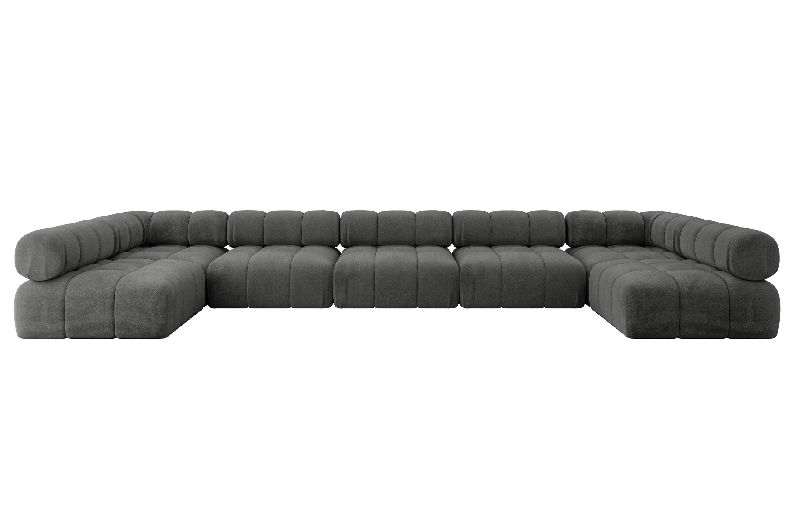 WOHNLANDSCHAFT modulares Sofa Garvo-U3 - 475x190x70 cm Dunkelgrau Velours - Dunkelgrau, Holzwerkstoff/Textil (475/70/190cm) - ALTDECOR