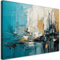 LEINWANDBILD Abstraktion 100x70cm - Türkis, Textil (100/70cm) - Feeby