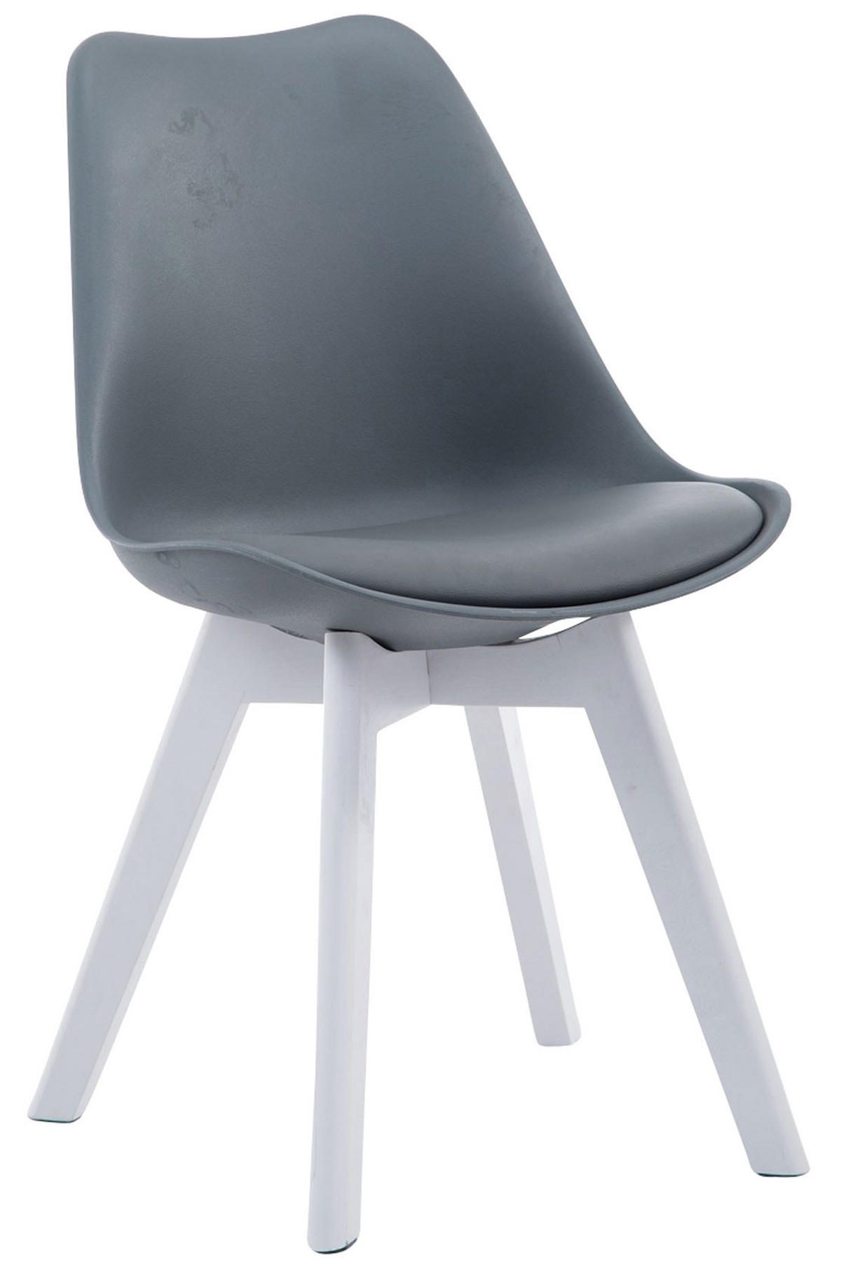 STUHL Lederlook grau - Weiß/Grau, Holz/Textil (48/84/41.5cm) - CLP