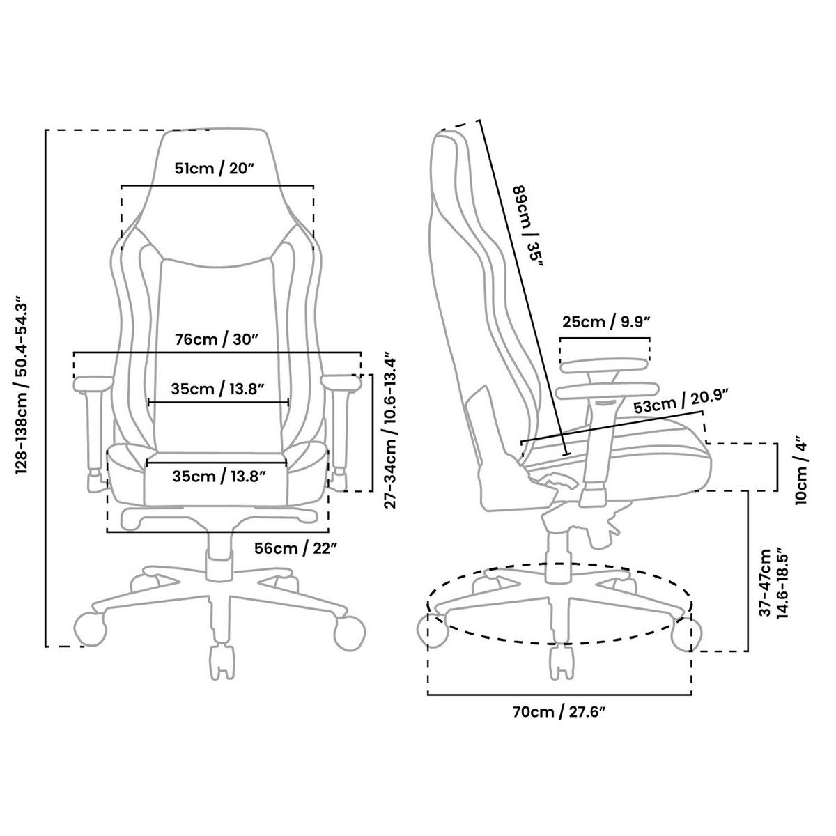 GAMINGSTUHL Vernazza XL SoftPU™ Reines Schwarz - Schwarz, Kunststoff/Metall (76/138/53cm) - Arozzi
