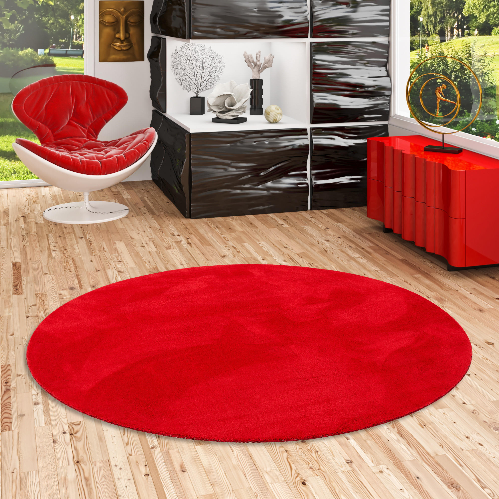 FELLTEPPICH SUPER SOFT PEARL RUND - Rot, Textil (120/120cm) - Pergamon