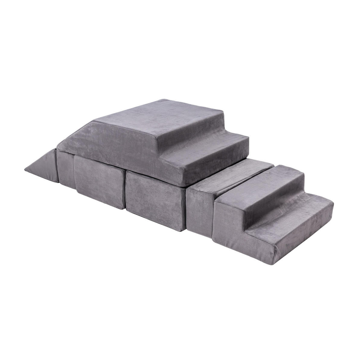 KINDERSOFA, Modulares Sofa für Kinder, Samt, Grau - Grau, Textil (35/100/40cm) - MeowBaby