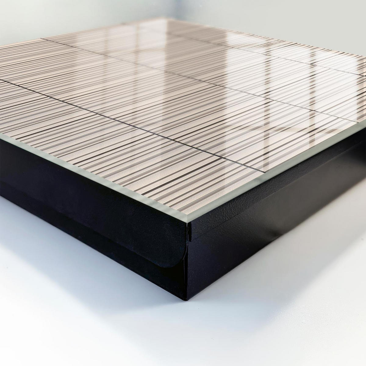 SCHLÜSSELBOX Schwarz 30x30 cm- Türöffnung nach rechts - Minimalismus der Linien - Beige, Metall (30/30/5cm) - TULUP