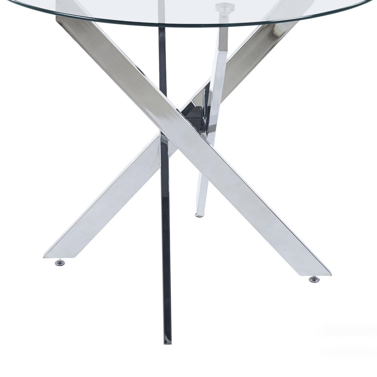 JEDÁLENSKÝ stôl zo skla a kovu, strieborný, stabilný moderný dizajn,80/80/75 cm - strieborná, kov (80/80/75cm) - BEAOK
