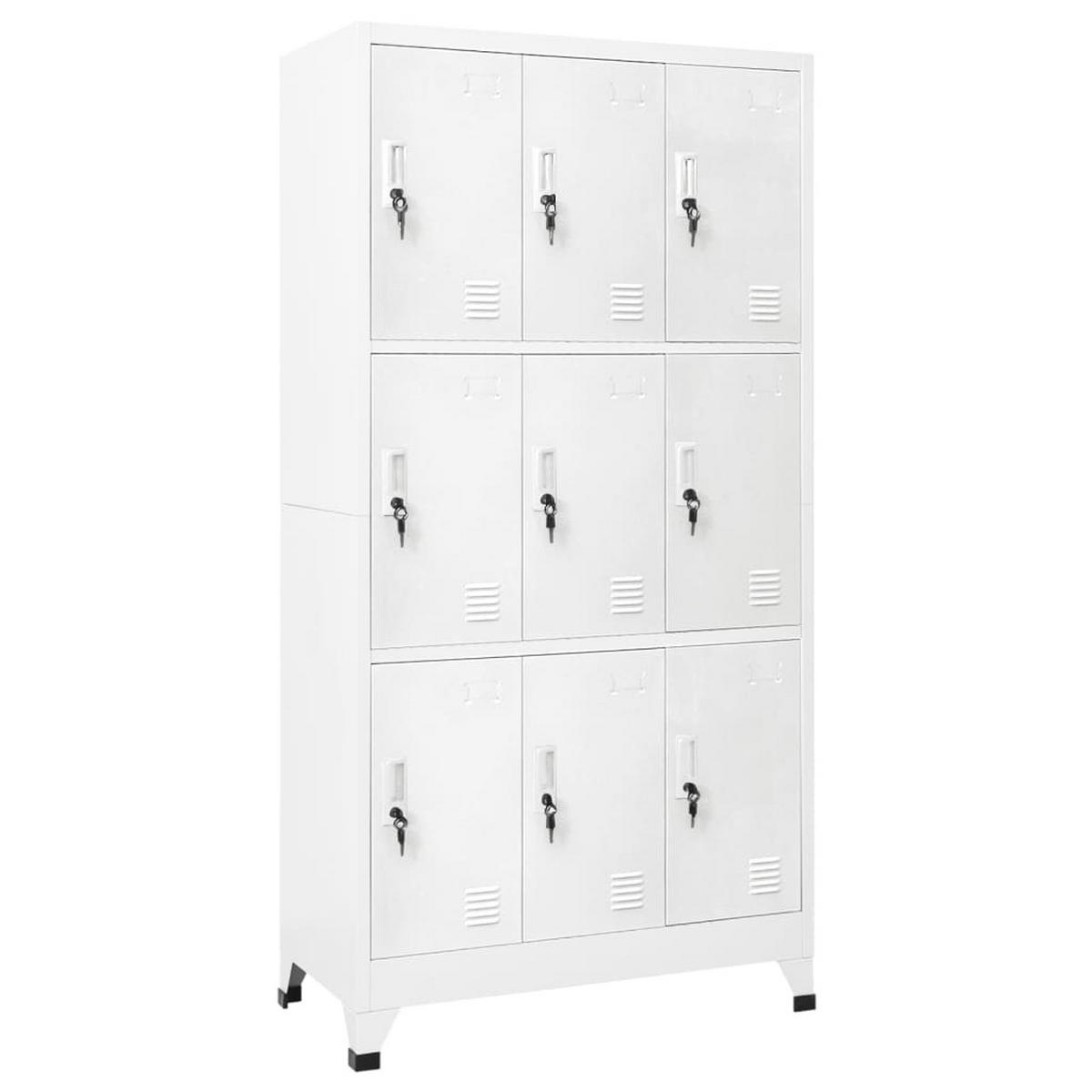SCHLIESSFACHSCHRANK mit 9 Schließfächern, 90/45/180 cm, aus Stahl, in Grau - Grau, Metall (90/180/45cm) - vidaXL