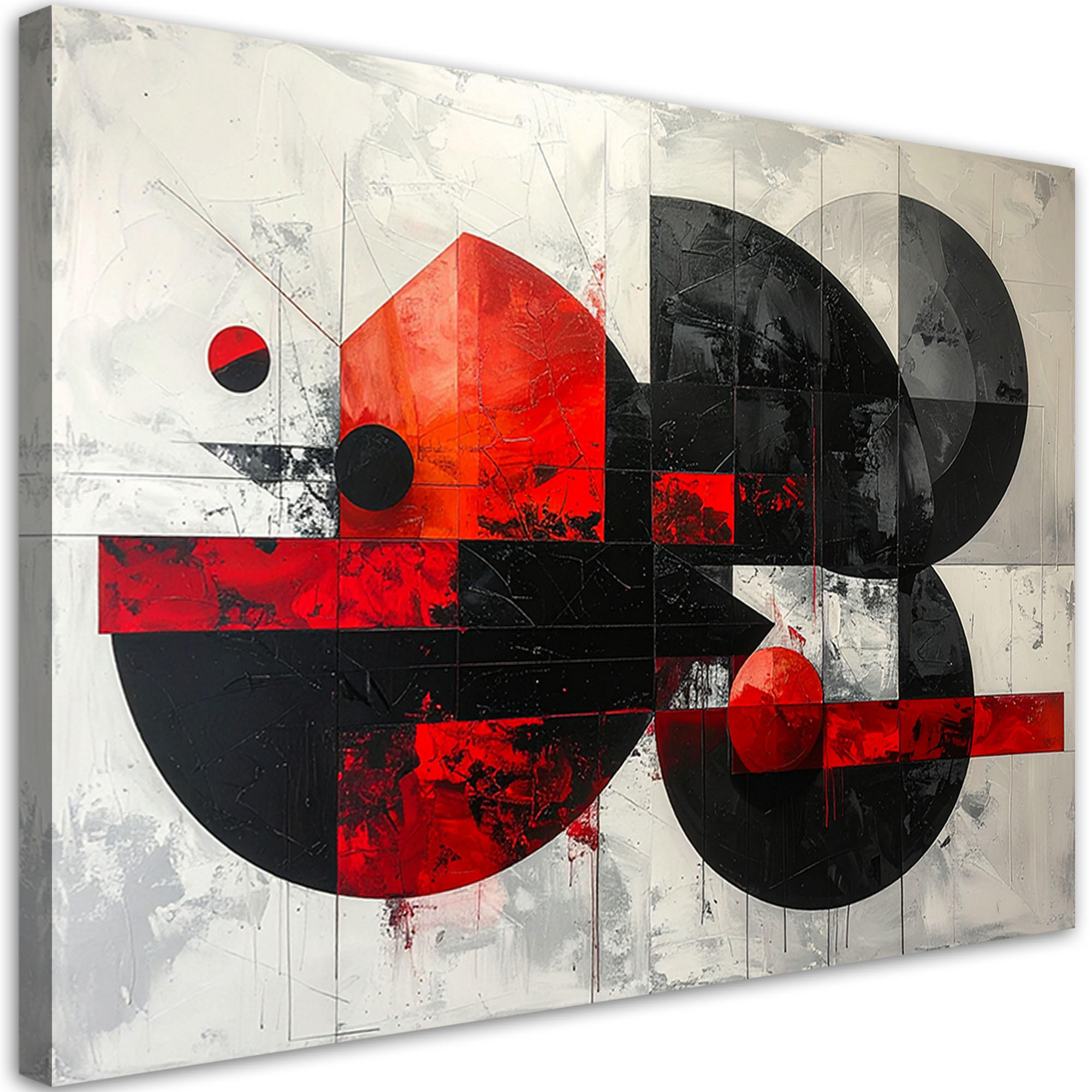 LEINWANDBILD 3D und geometrisch 60x40cm - Rot, Textil (60/40cm) - Feeby