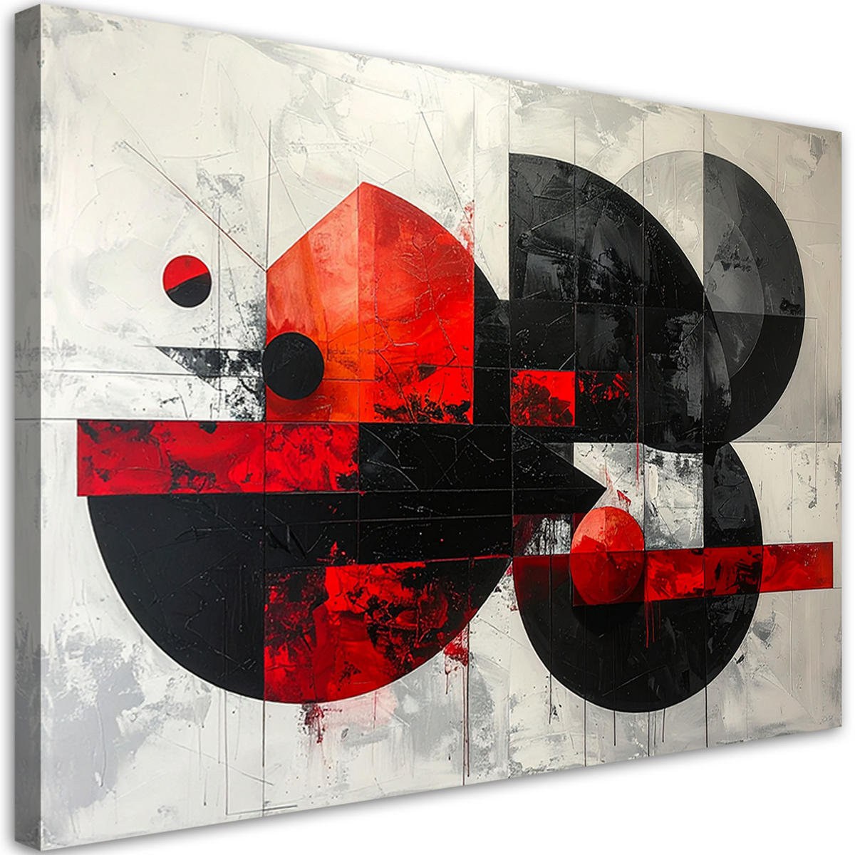 LEINWANDBILD 3D und geometrisch 60x40cm - Rot, Textil (60/40cm) - Feeby