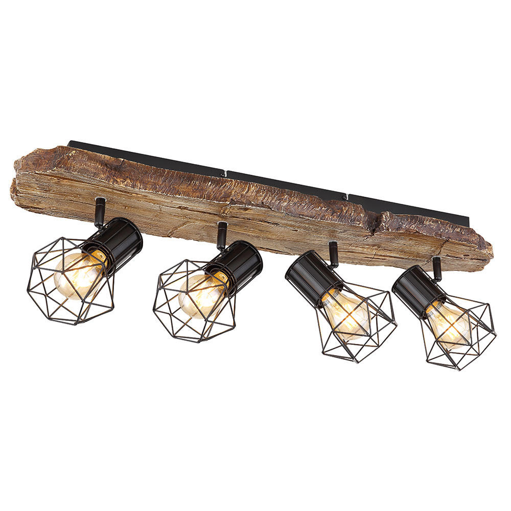 LED DECKENLEUCHTE Metall Holzoptik Braun - Braun, Metall (78/15/24cm) - Globo Lighting