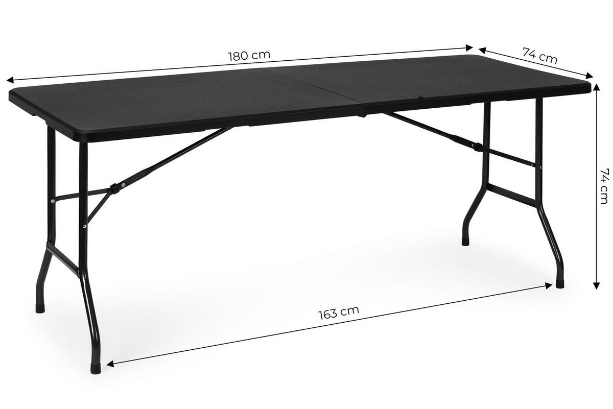 GARTENTISCH klappbar 180 x 75 cm - Schwarz, Kunststoff (180/75/74cm) - Mat-Haus