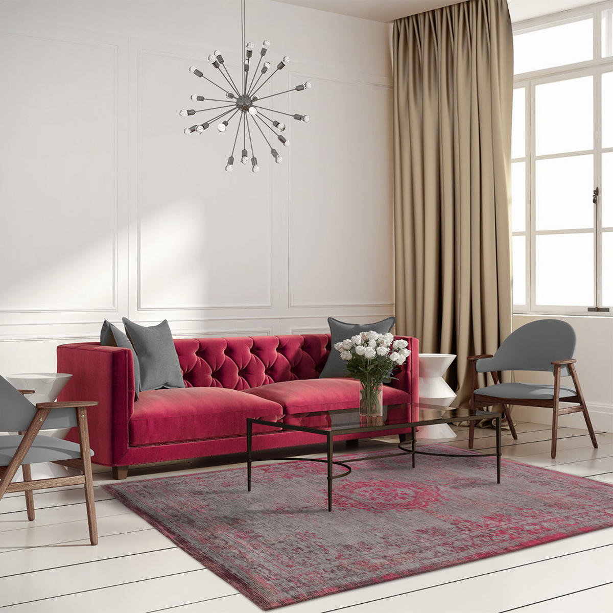 TEPPICH Pink Flash Fading World 170/240 cm - Rot, Textil (170/240cm) - Louis De Poortere