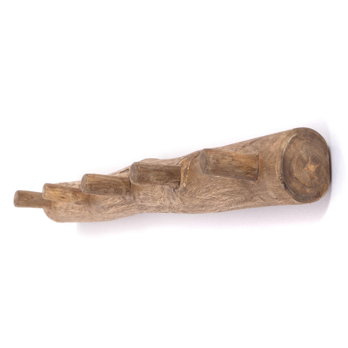 GARDEROBENLEISTE Lyra 80 Teak Massivholz, 5 Haken naturfarben - Naturfarben, Holz (80/6/5cm) - DESIGN DELIGHTS