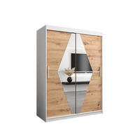 SCHWEBETÜRENSCHRANK 200/150/62 2-türig - Silberfarben/Eiche Artisan, Holz/Kunststoff (150/200/62cm) - Abiks Möbel