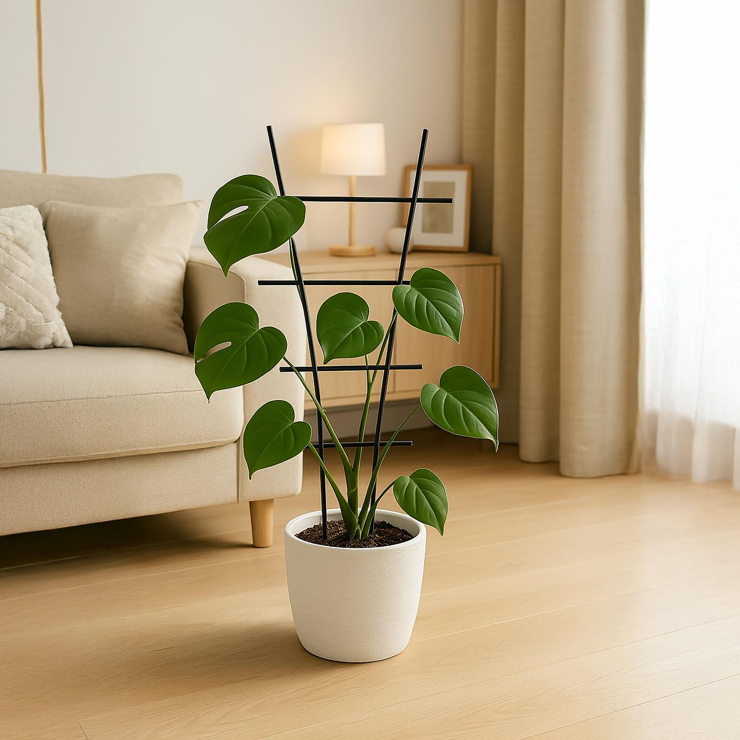 PFLANZENSTÜTZE - Schwarz, Metall (35/79/1cm) - Relaxdays