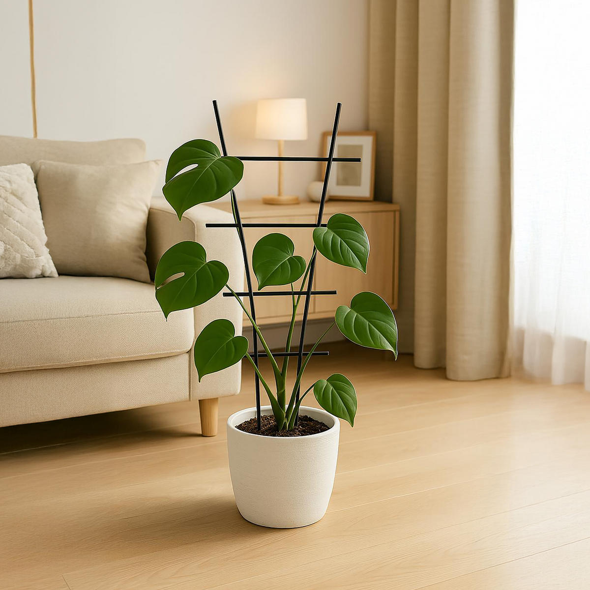 PFLANZENSTÜTZE - Schwarz, Metall (35/79/1cm) - Relaxdays