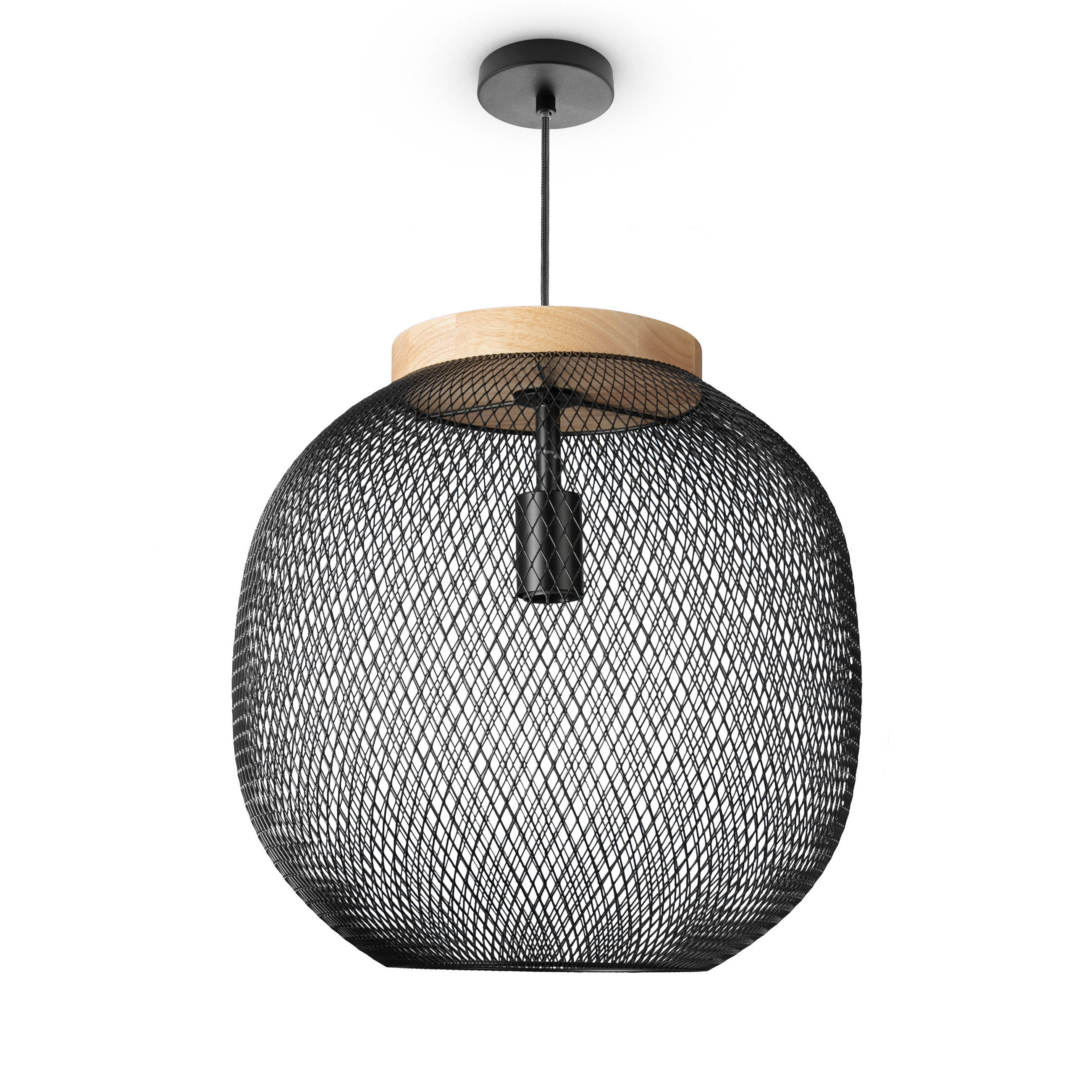 PENDELLEUCHTE Trapu M - Schwarz, Metall (40/40/42cm) - Paco Home