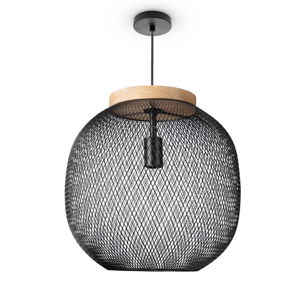 PENDELLEUCHTE Trapu M - Schwarz, Metall (40/40/42cm) - Paco Home