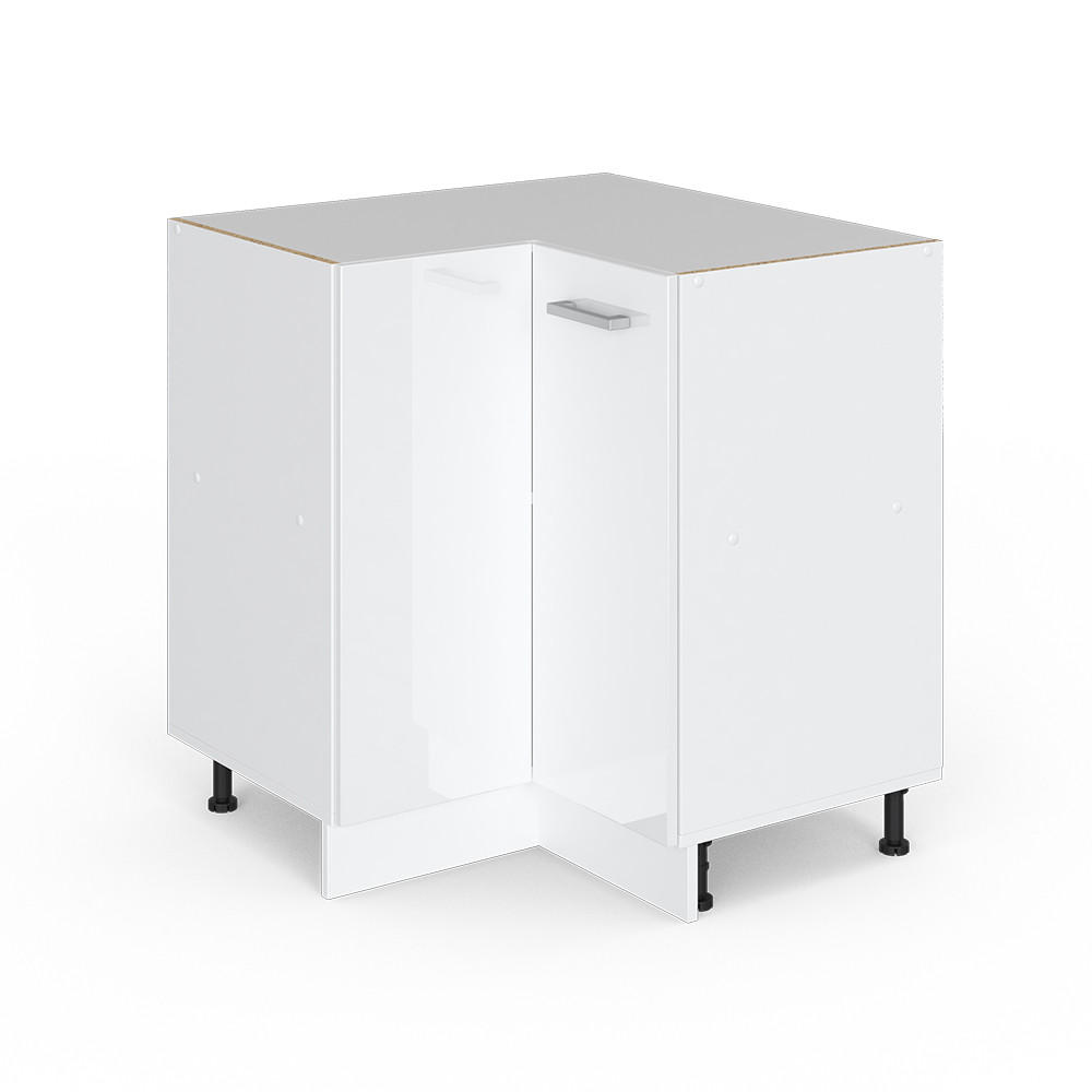 ECKUNTERSCHRANK R-Line Weiß Hochglanz 75.6 cm ohne AP - Weiß Hochglanz/Weiß, Holzwerkstoff (75.6/81.6/46cm) - Vicco
