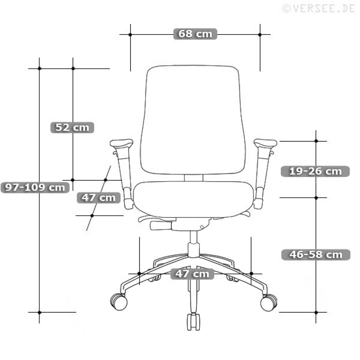 BÜROSTUHL Basic Stoff Schwarz - ergonomisch, 150 kg belastbar, Sitzhöhe 52-64 cm - Schwarz, Kunststoff/Textil (65/103/68cm) - Versee