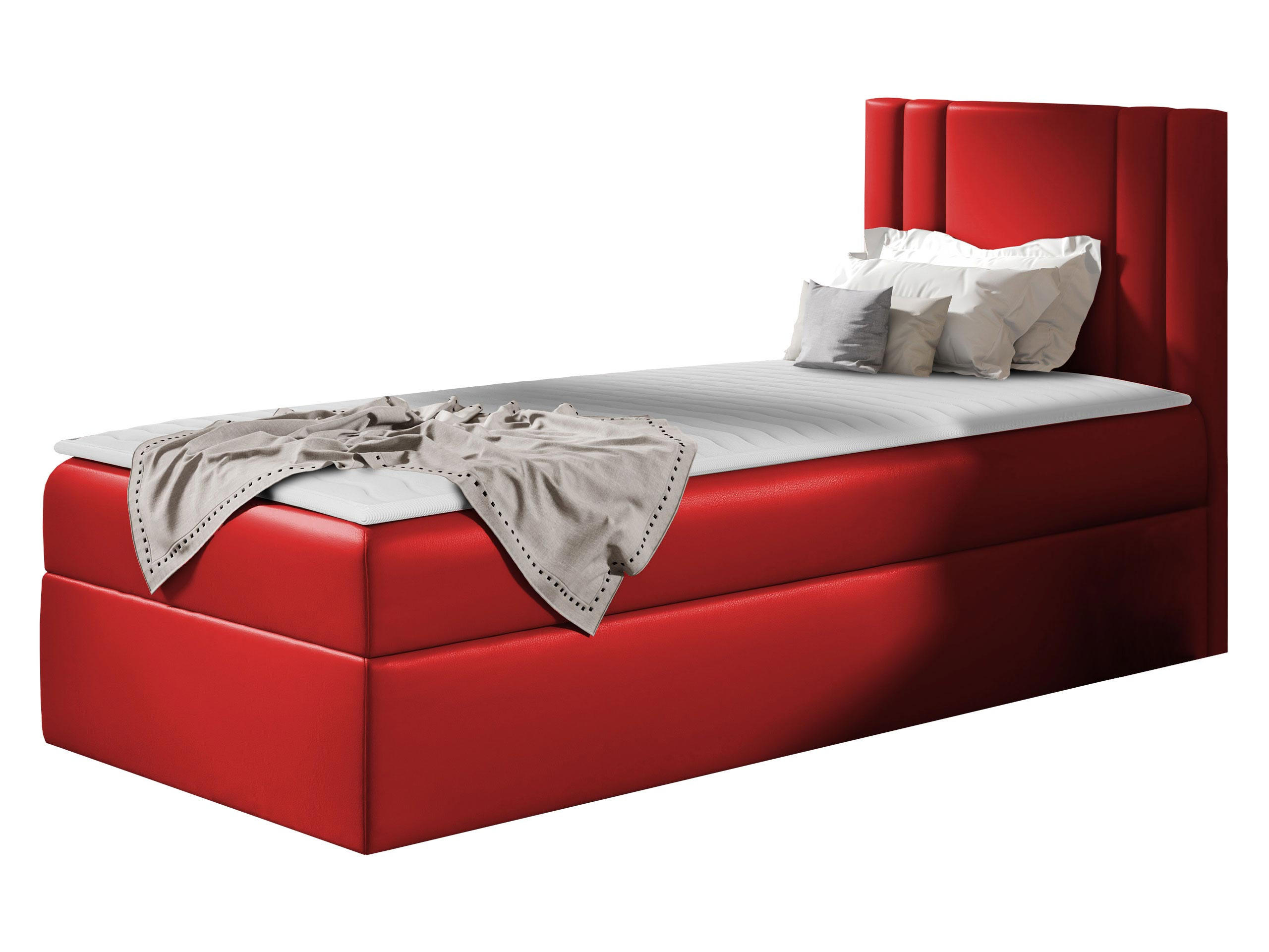 BOXBETT Carmen Mini, Seite zum Öffnen des Bettkastens: Rechts - Rot, Holz (100/200cm) - MIRJAN24