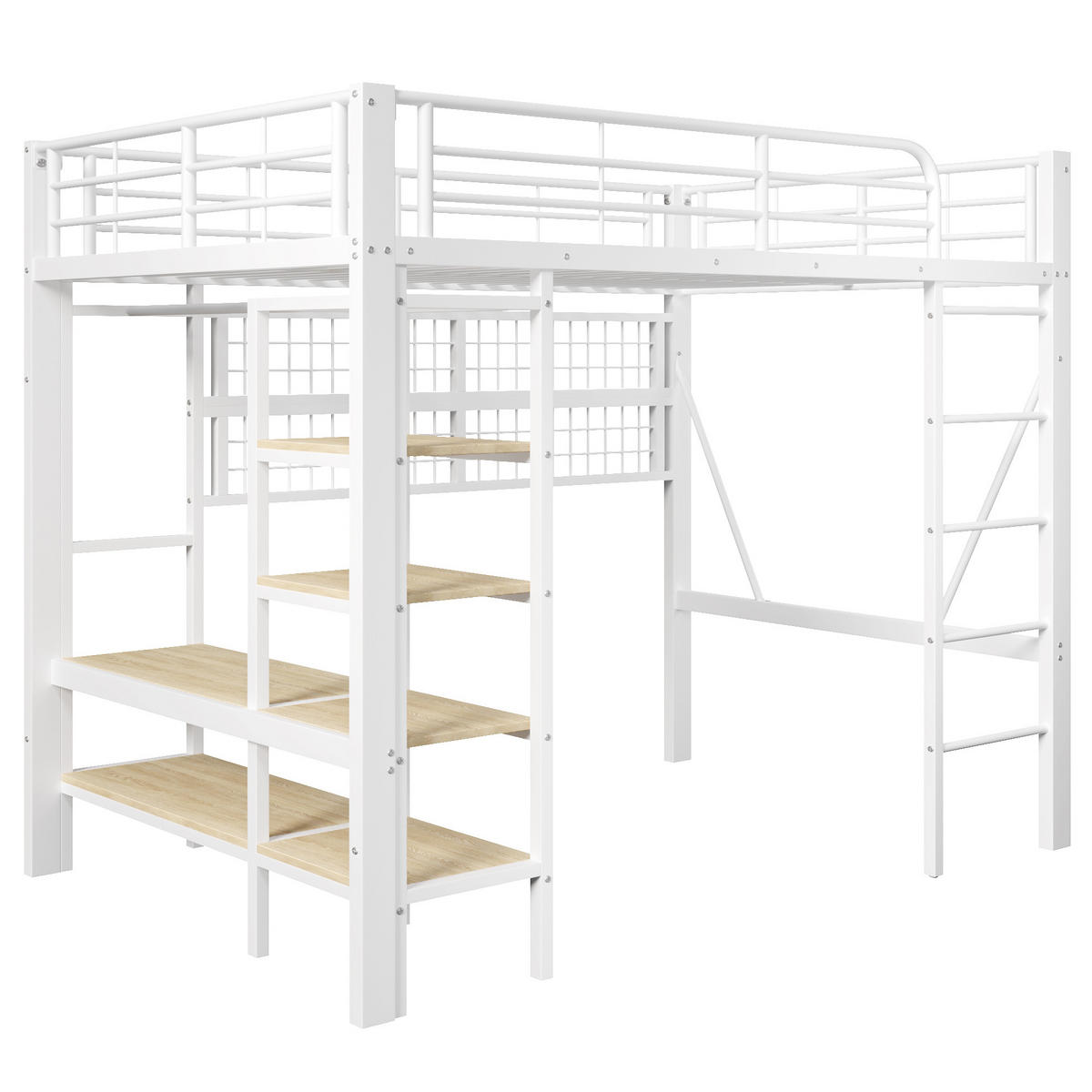HOCHBETT 140/200 cm in Weiß – aus Metall mit LED-Lichtleiste und Ablagefach - Weiß, Metall (140/200cm) - BEAOK