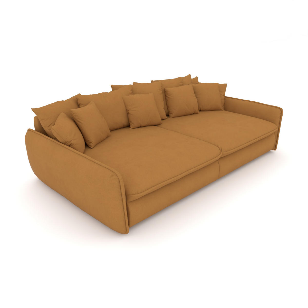BIGSOFA Hereford XXL Flachgewebe Gold inkl. 12 Kissen 274/131/61 cm - Dunkelgelb, Kunststoff/Textil (274/61/131cm) - foamnova