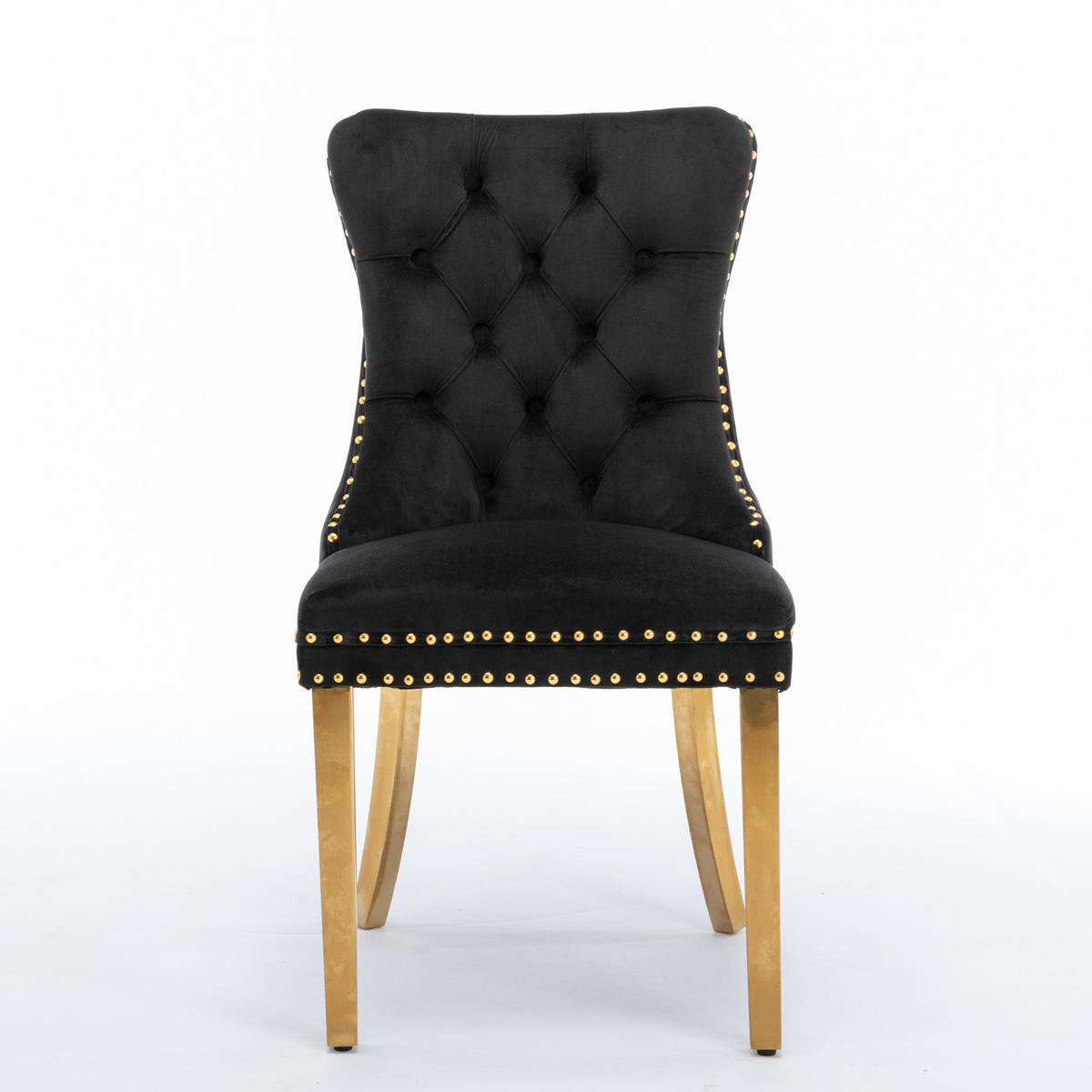 STUHL-SET DE-36289 2 Stück mit goldenen Beinen Schwarz - Schwarz, Holz (50/95/65cm) - ComfortXL
