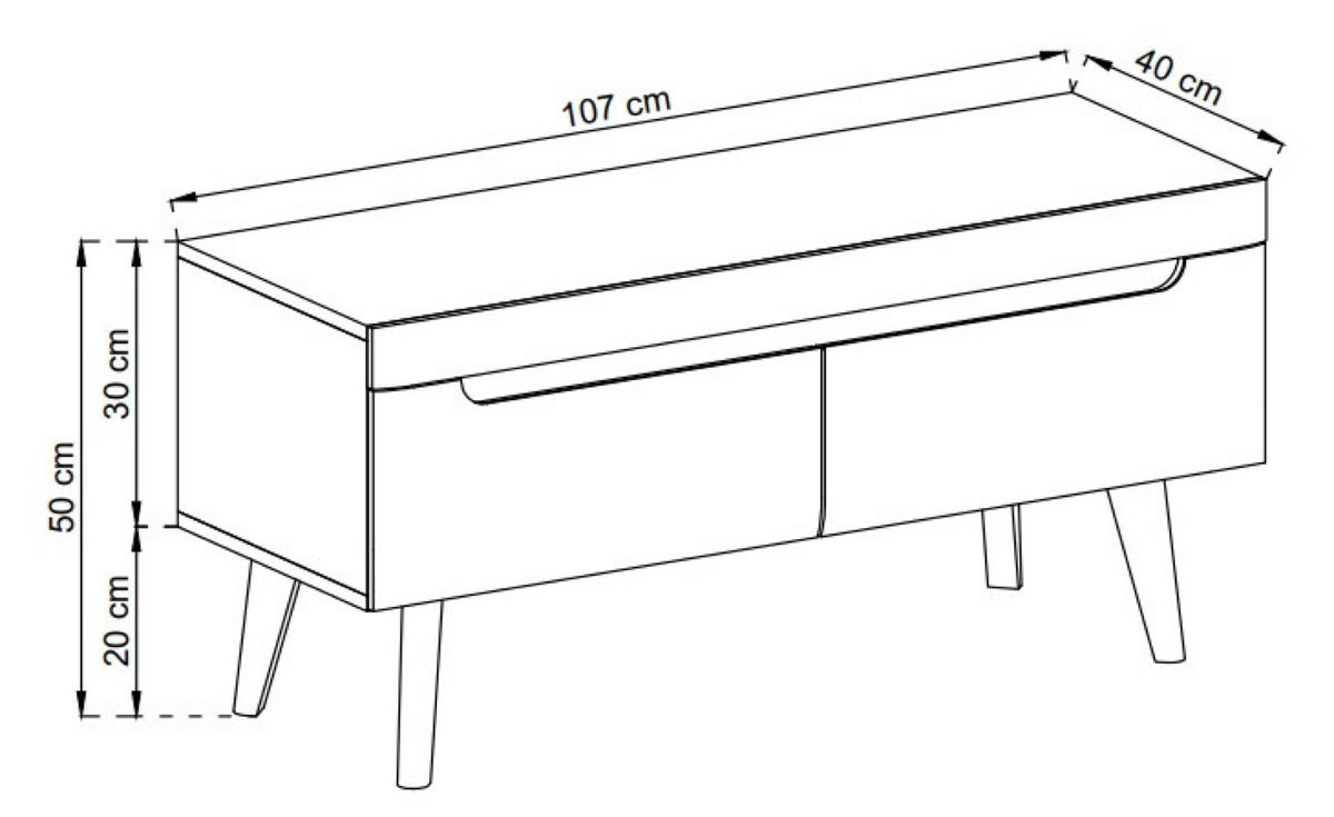 TV-LOWBOARD Schwarz Nordan 107 Artisan Eiche - Multicolor, Holzwerkstoff (107/50/40cm) - Sepro Meble