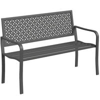 ZAHRADNÍ lavice z oceli 127x61x85 cm tmavě šedá s opěrkou zad a područkami, odolná proti rzi - tmavě šedá, kov (127/85/61cm) - Modfu