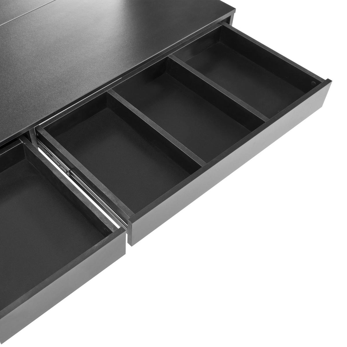SCHMINKTISCH FABIOSO Groß Schwarz - Schwarz, Glas/Holz (140/120/55cm) - KONSIMO®