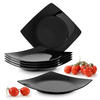 TELLERSET EPIRI Dessertteller 6 Personen 6-tlg - Schwarz Hochglanz, Keramik (21cm) - KONSIMO®