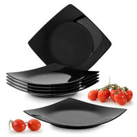 TELLERSET EPIRI Dessertteller 6 Personen 6-tlg - Schwarz Hochglanz, Keramik (21cm) - KONSIMO®