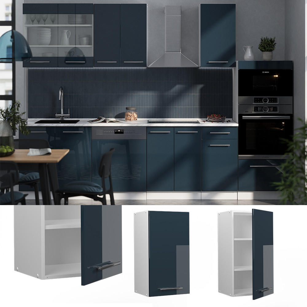 HÄNGESCHRANK Fame-Line Dunkelblau Hochglanz 40 cm - Weiß/Dunkelblau, Holzwerkstoff (40/72/34.1cm) - Vicco