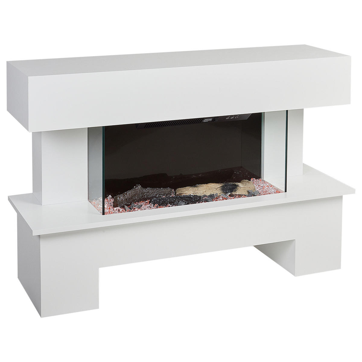 ELEKTROKAMIN Weiß Kalahari - Schwarz/Weiß, Holzwerkstoff (110/73/34cm) - Beliani
