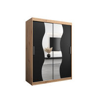 SCHWEBETÜRENSCHRANK 200/150/62 2-türig - Silberfarben/Schwarz, Holz/Kunststoff (150/200/62cm) - Abiks Möbel