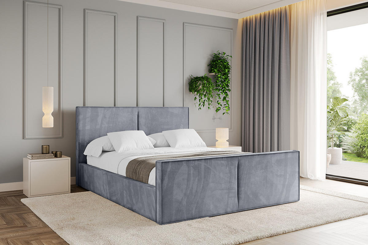 POLSTERBETT mit Bettkasten, Fußteil und Lattenrost, Boxbett mit Matratze H3/H4 - VANTO-Z 160x200 Grau - Grau, Holzwerkstoff/Textil (160/200cm) - ALTDECOR