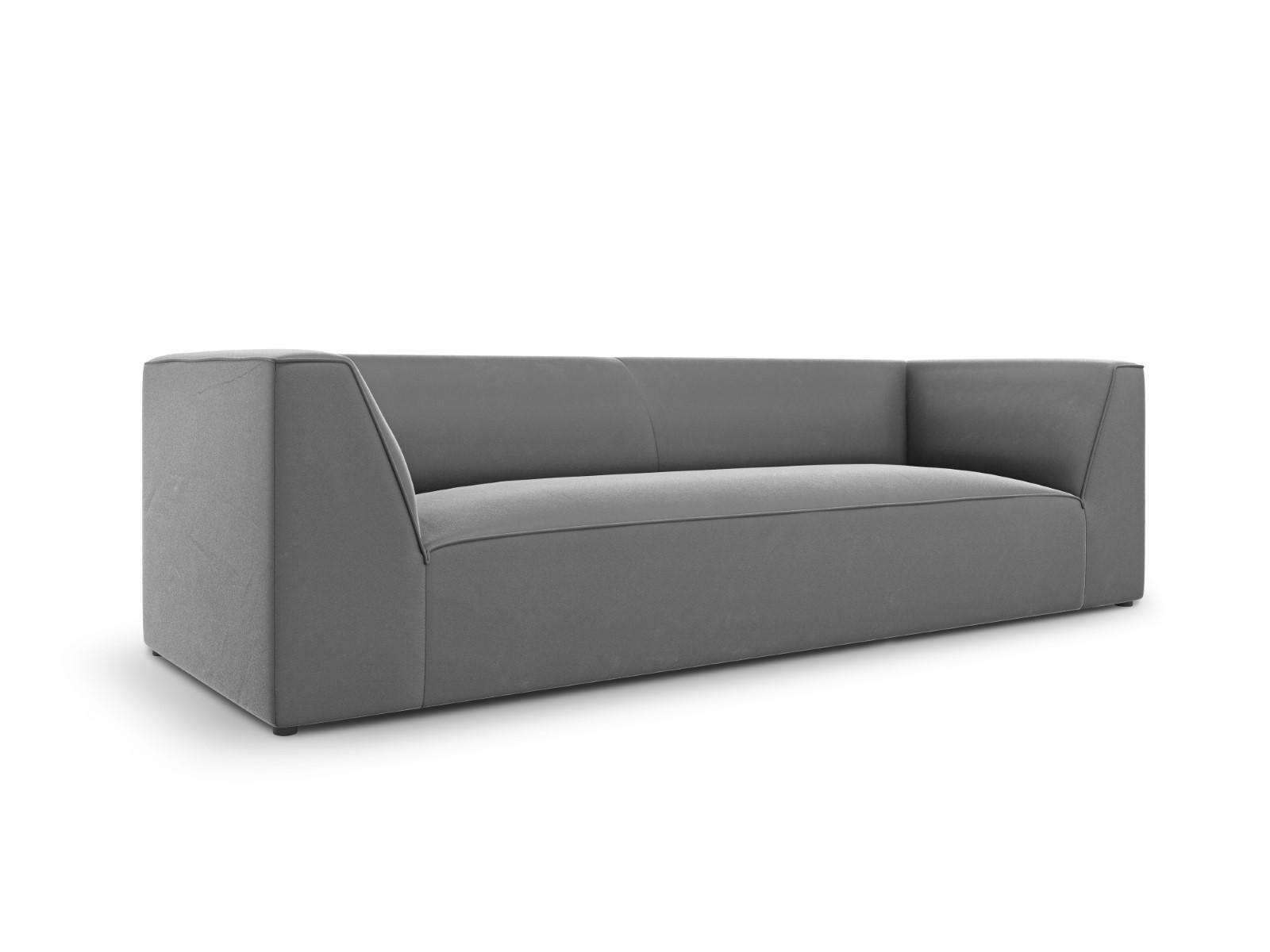 SOFA Ruby aus Samt grau 3 Sitzplätze - Grau, Textil (93/69/232cm) - Micadoni