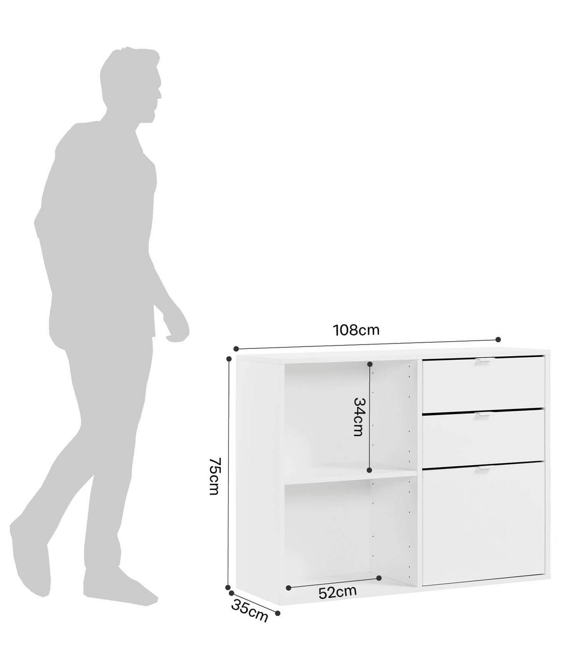 AKTENREGAL Der Verstauer - Weiß, Holzwerkstoff (108/75/35cm) - Mokebo