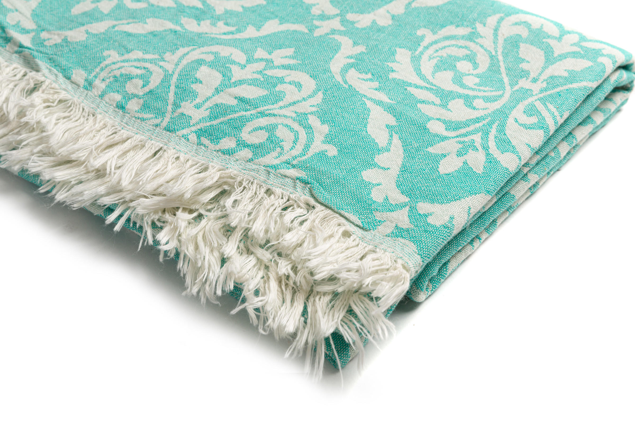 HAMAMTUCH Barok 100x180 Türkis - Türkis, Textil (180/100cm) - Villa Möbel
