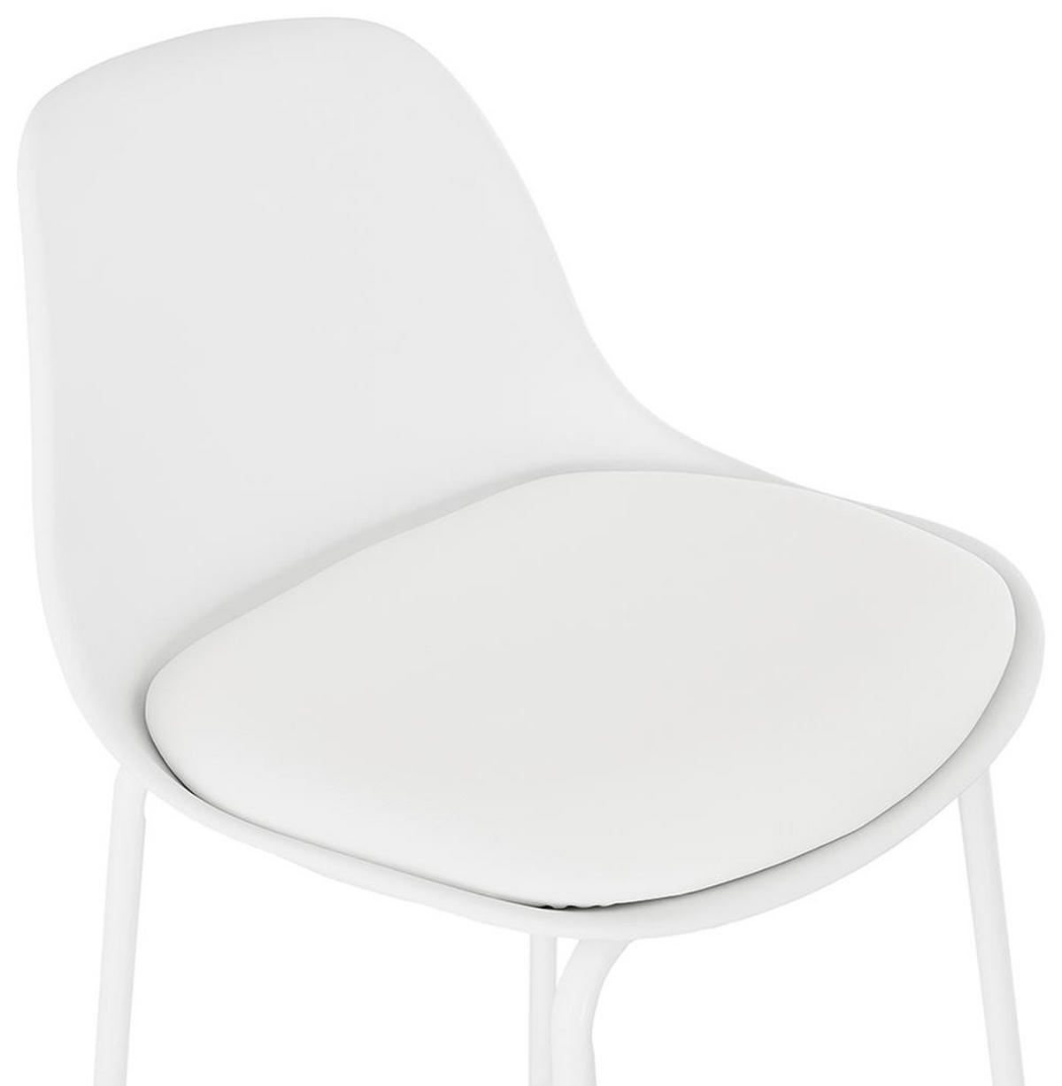 BARHOCKER Kunstleder Metallgestell Sitzhöhe 65cm Rückenlehne RENIXA MINI, Weiß 42x41,5x86,5 cm - Weiß, Kunststoff/Textil (42/87/42cm) - KADIMA DESIGN