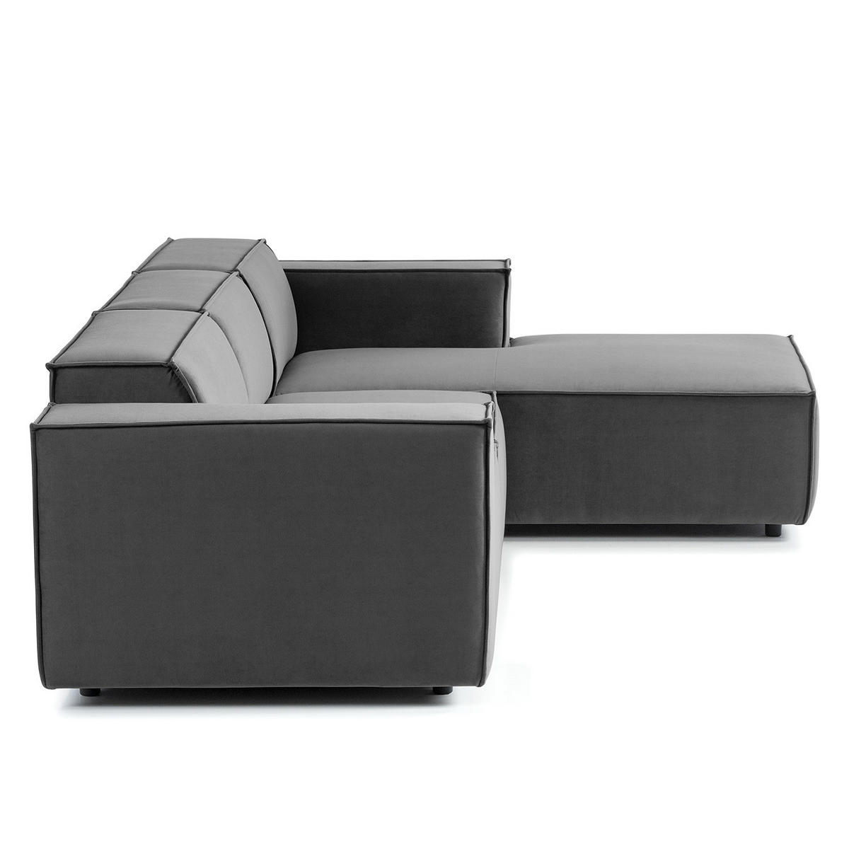 ECKSOFA mit Longchair - Schwarz/Grau, Kunststoff/Textil (260/177cm) - home24