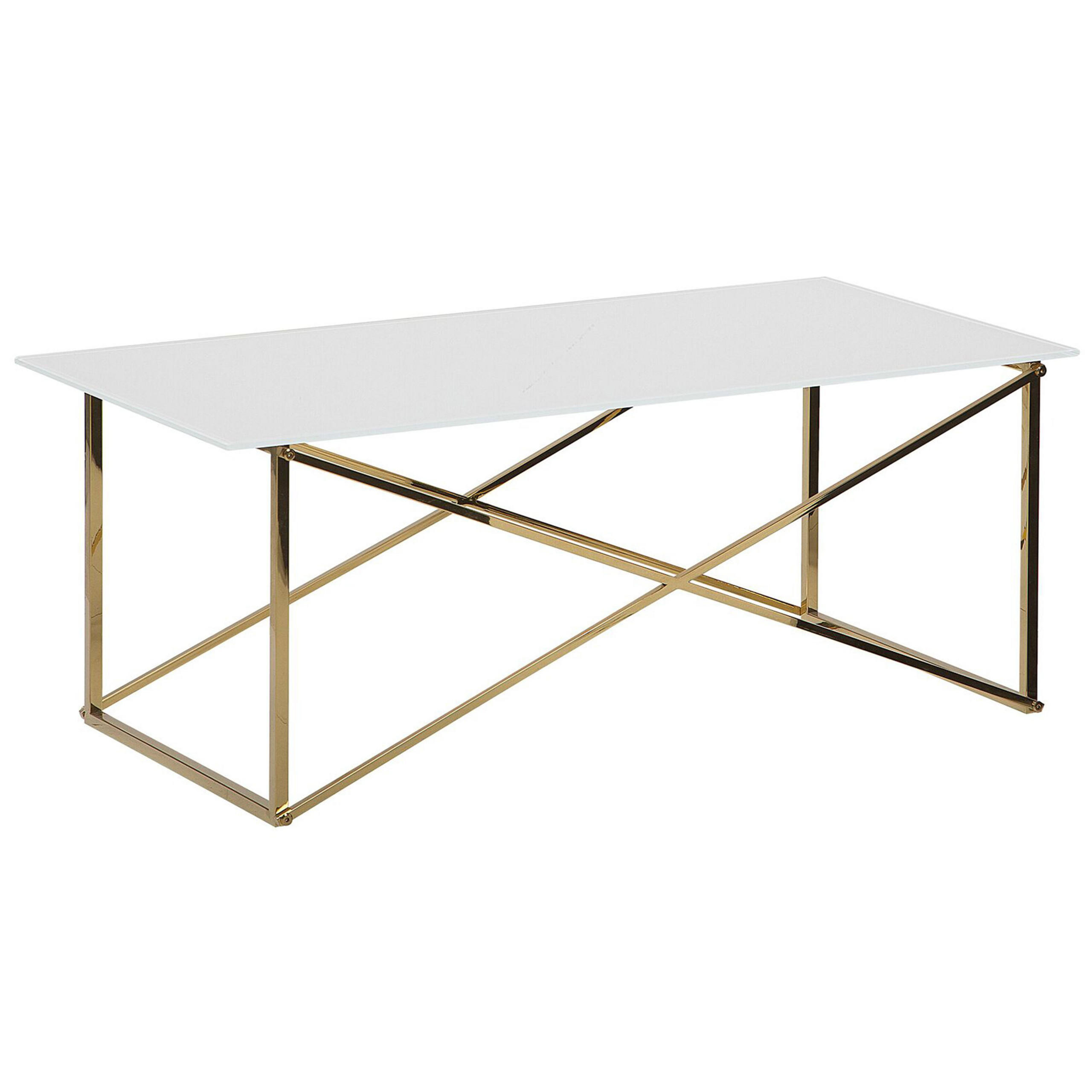 COUCHTISCH weiß/gold rechteckig 100/50 cm Emporia - Goldfarben/Weiß, Glas (50/100/40cm) - Beliani