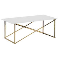 COUCHTISCH weiß/gold rechteckig 100/50 cm Emporia - Goldfarben/Weiß, Glas (50/100/40cm) - Beliani