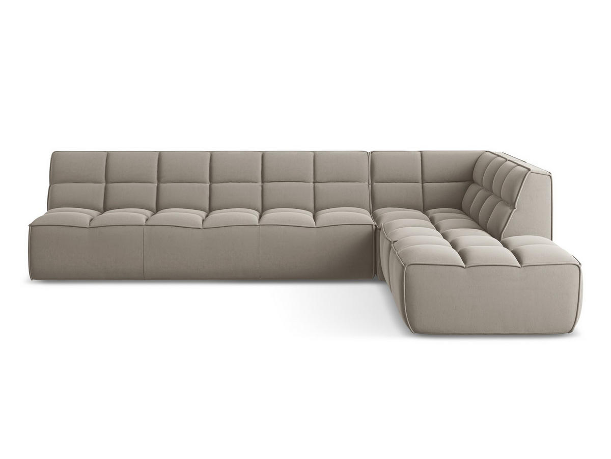ECKSOFA Beidseitig Samt Stoff Grau - Taupe/Schwarz, Kunststoff/Textil (308/258cm) - Makamii