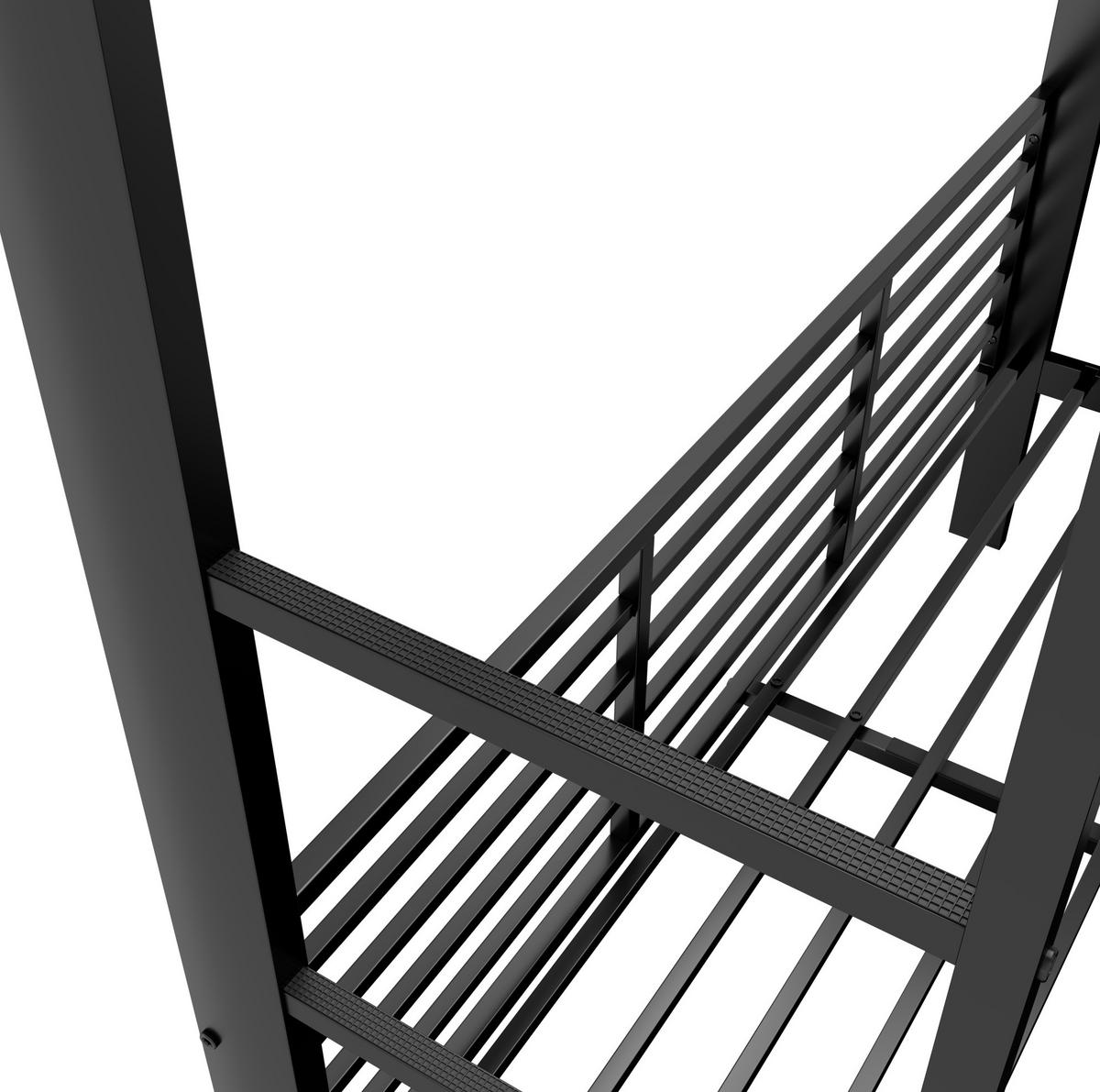 ETAGENBETT 140/200 cm aus Metall mit Sicherheitsgeländer, Schwarz - Schwarz, Metall (140/200cm) - OKMYHOME