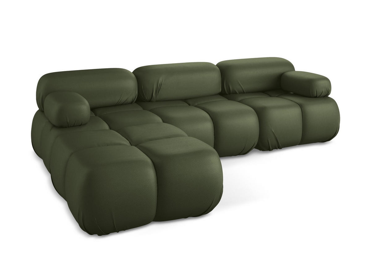 ECKSOFA Beidseitig Kunstleder Grün - Schwarz/Grün, Leder/Kunststoff (285/191cm) - Makamii