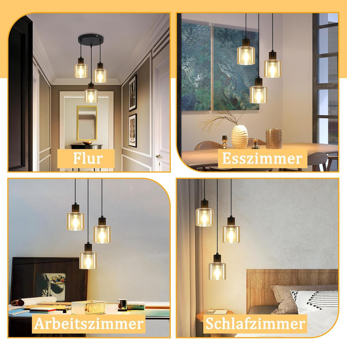 PENDELLEUCHTE Henry 21/11/170 cm - Bernsteinfarben, Metall (21/11/170cm) - ZMH